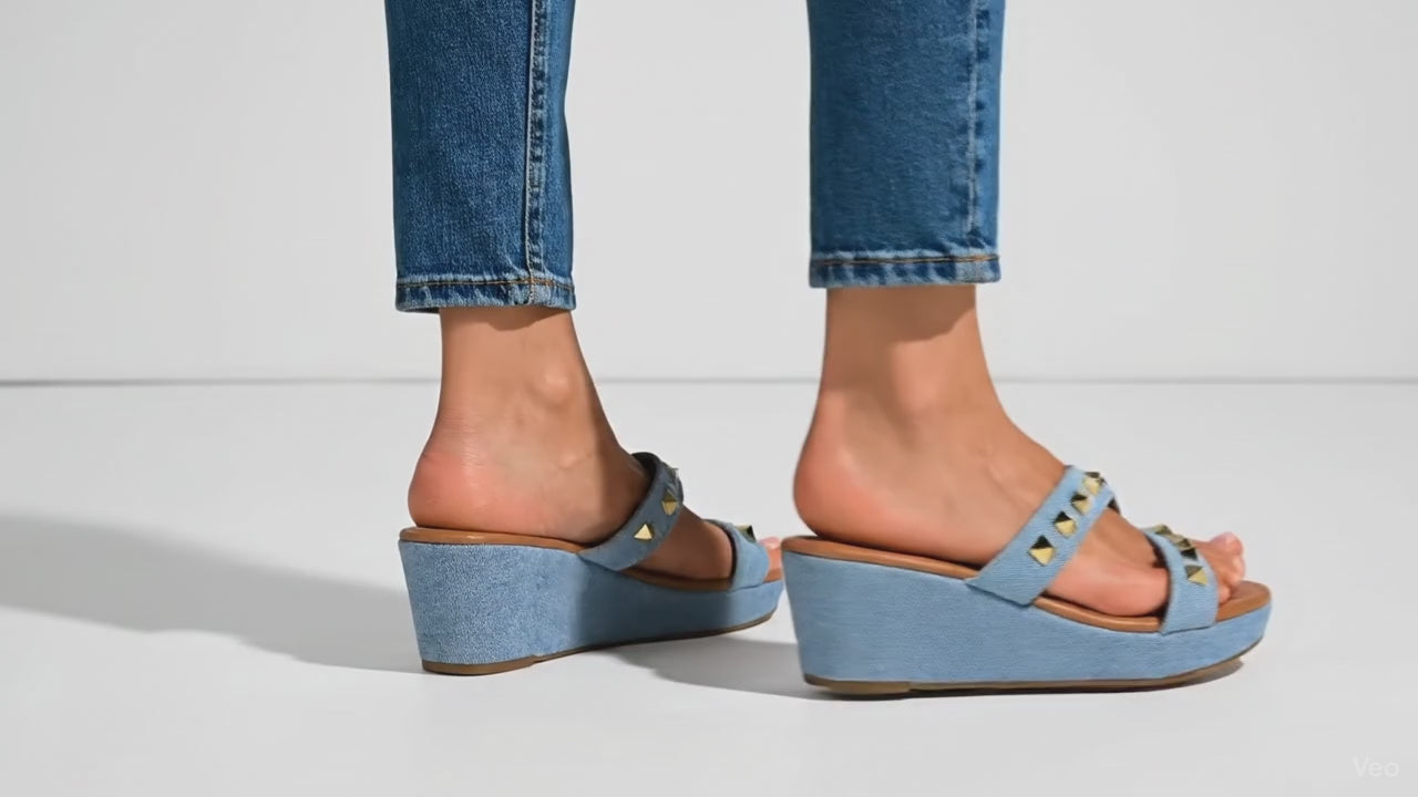 Studded Denim Sandals